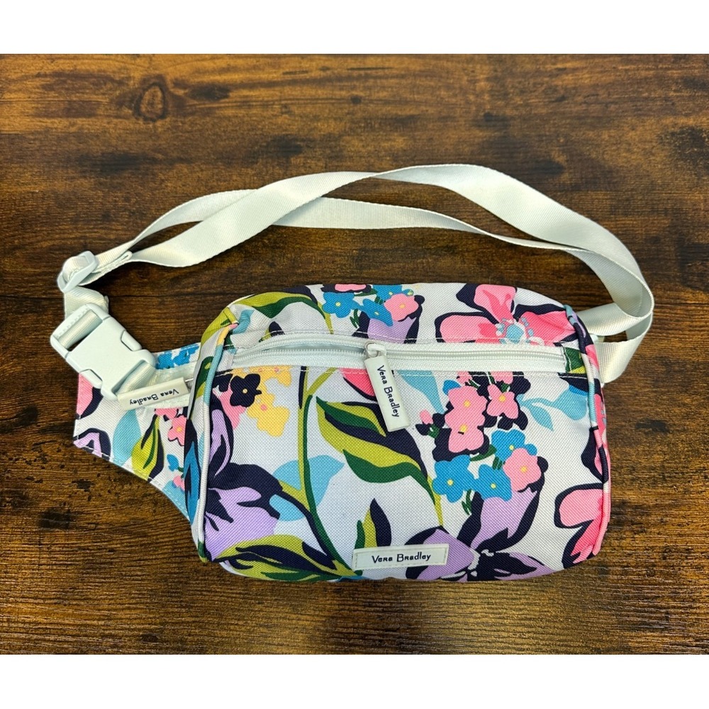 Vera Bradley Lighten Up Belt Bag Marian Floral Blue Pink Fanny Pack Small Medium - Picture 2 of 13
